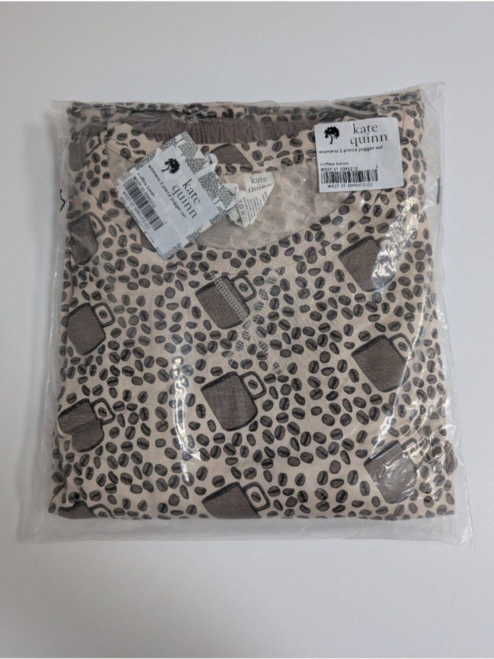 Kate Quinn Bamboo Women's 2 Piece Jogger Set Coffee Bean Large Coffee Cups